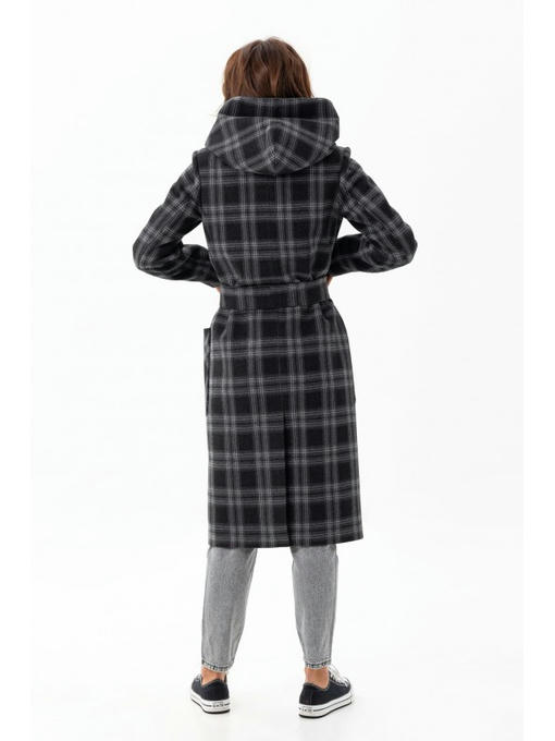 Длинное пальто с капюшоном черное — изображение 8