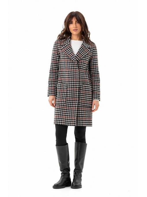 Пальто с накладными карманами красно-черное — изображение 3