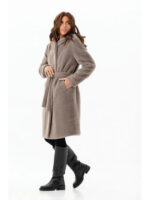 Утепленная шубка с капюшоном капучино