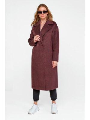 Трендовое пальто оверсайз бордовое