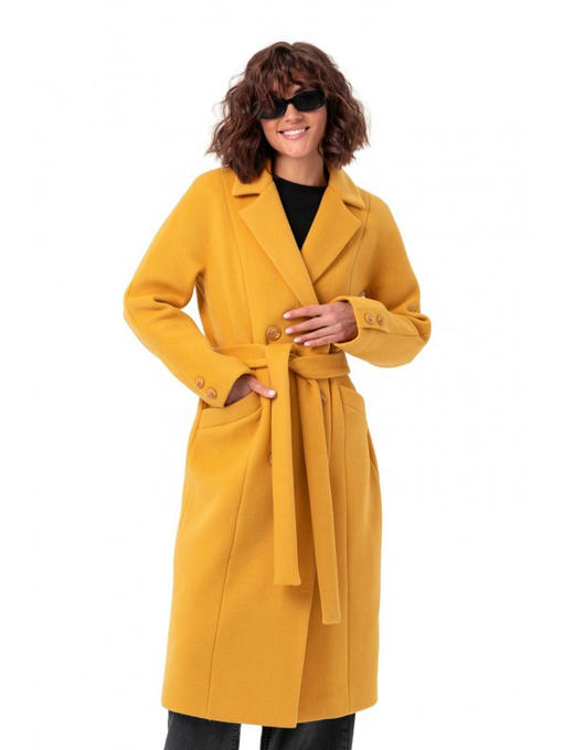 Пальто из шерстяной ткани желтое — изображение 2