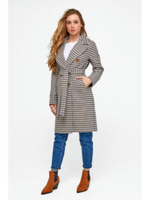 Двубортное шерстяное пальто серое