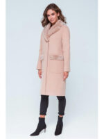 Пальто с норкой бежевое
