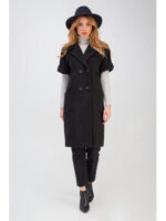 Двубортная жилетка с накладными карманами черная