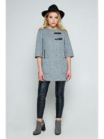 Кардиган с шарфом светло-серый