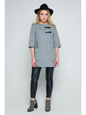 Кардиган с шарфом светло-серый