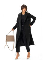 Длинное пальто из кашемира черное