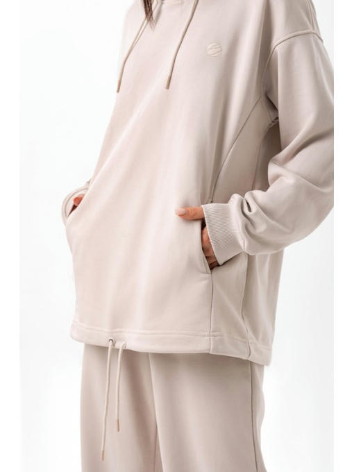 Длинное худи с капюшоном бежевое — изображение 4