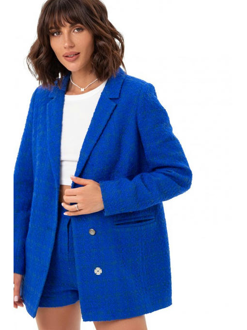 Однобортный пиджак из французского твида электрик — изображение 5