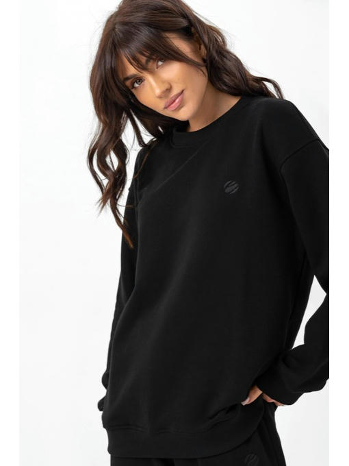 Стильный однотонный свитшот черный — изображение 3