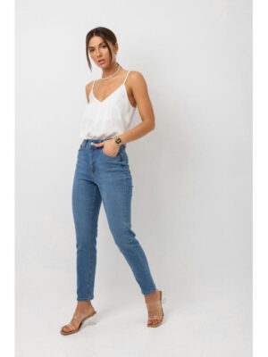 Джинсы-скинни с высокой посадкой синие