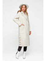 Женское демисезонное пальто в клетку бежевое