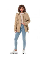 Укороченный плащ бежевый