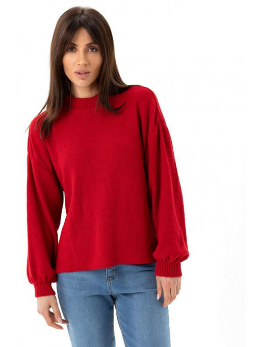 Свитер с рукавами-фонариками красный — изображение 2