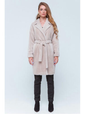 Шуба из эко альпаки бежевая