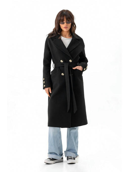 Двубортное пальто черное — изображение 6