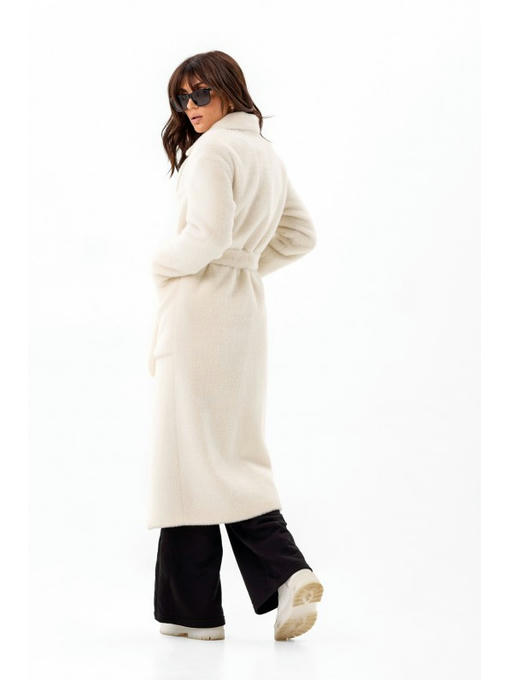 Утепленное однотонное пальто белое — изображение 8