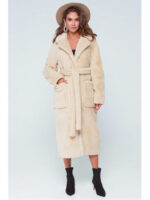 Плюшевое пальто бежевое