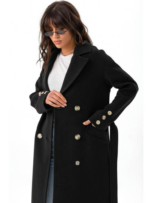 Двубортное пальто черное — изображение 3