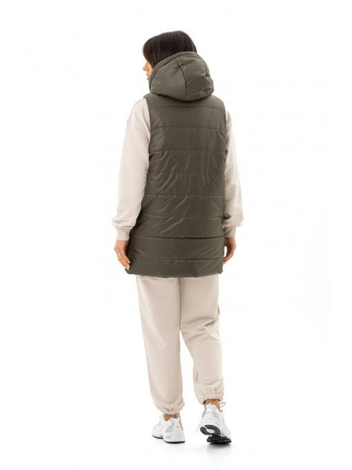 Удлиненная жилетка хаки — изображение 8