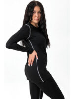 Женское термобелье микродайвинг черное (комплект кофта и лосины)