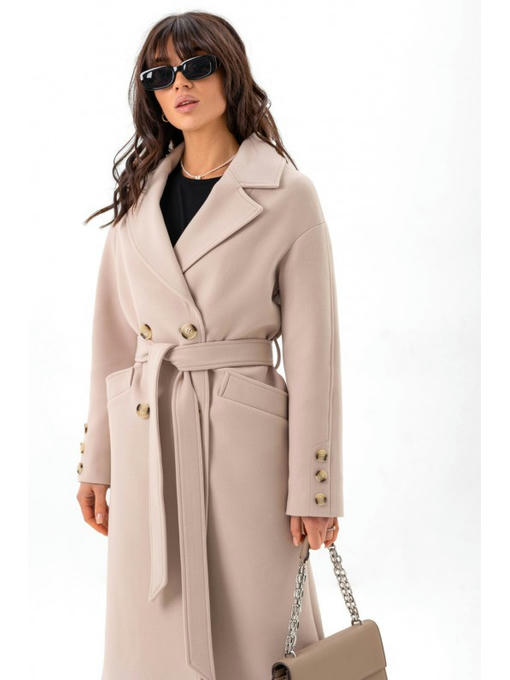 Двубортное пальто бежевое — изображение 3