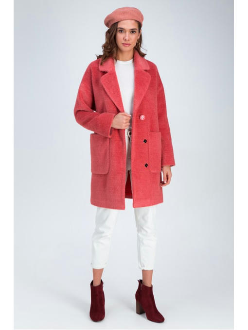 Весеннее пальто коралловое