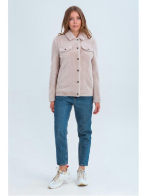 Бомбер из альпаки бежевый