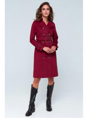 Двубортный плащ марсала