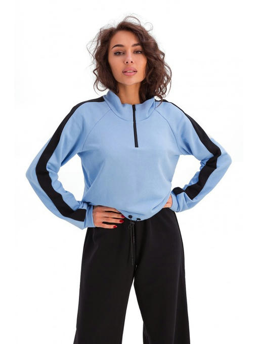 Кроп кофта из трехнити голубая — изображение 2