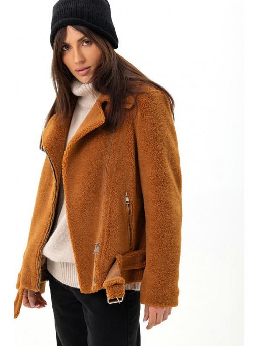 Короткая дубленка коричневая — изображение 6