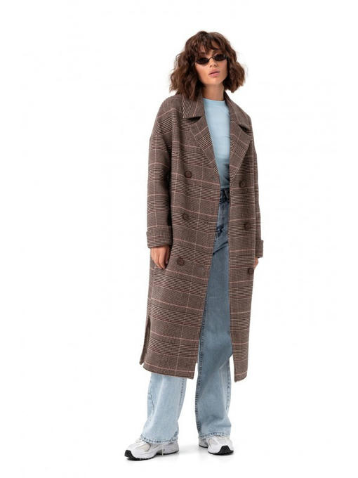 Пальто в клеточку кофе
