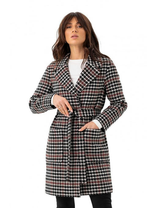 Пальто с накладными карманами красно-черное — изображение 2