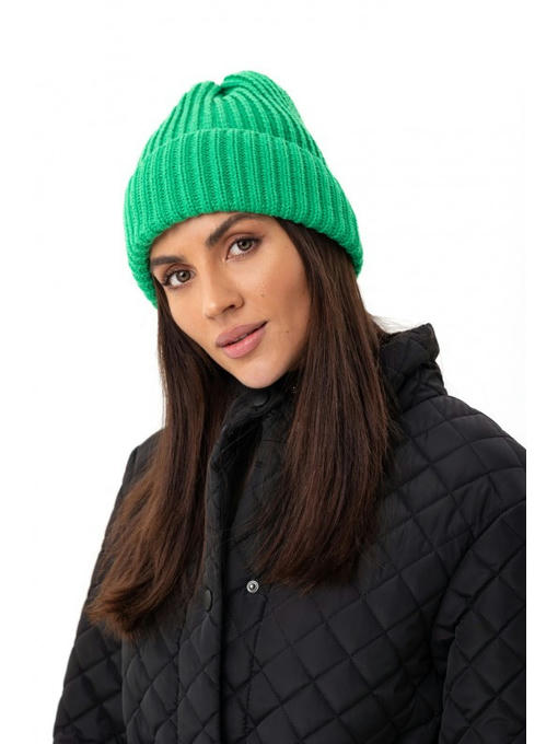 Стильная вязаная женская шапка мята — изображение 2