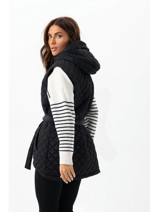 Стеганая жилетка с капюшоном черная — изображение 5