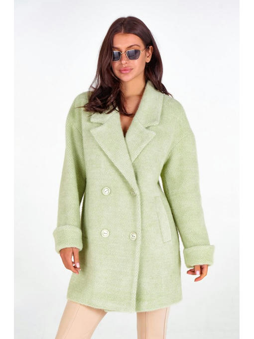 Двубортное пальто соты фисташка — изображение 2
