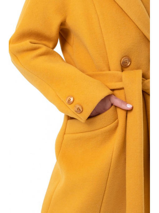 Пальто из шерстяной ткани желтое — изображение 6