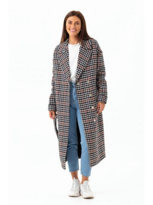 Пальто в лапку красно-черное