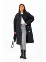 Пальто со стежкой черное