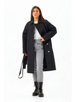 Пальто со стежкой черное