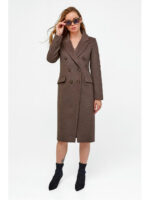 Двубортное пальто капучино