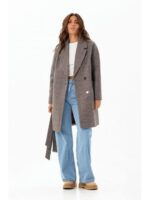 Утепленное пальто оверсайз коричневое