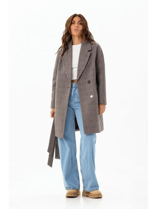 Утепленное пальто оверсайз коричневое