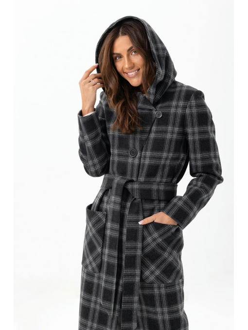 Длинное пальто с капюшоном черное — изображение 7