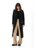Кашемировое пальто с разрезами черное