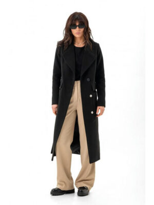 Кашемировое пальто с разрезами черное