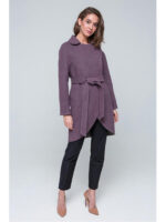 Пальто двухцветное сливовое