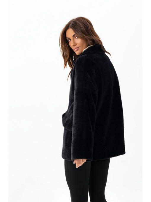 Короткое пальто в стиле оверсайз черное — изображение 6