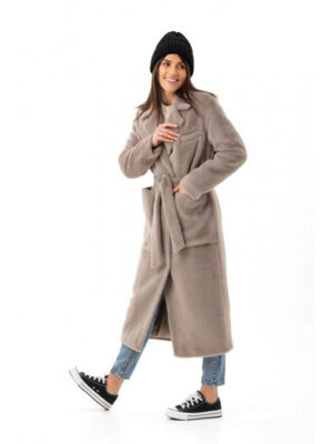 Утепленное пальто однотонное капучино