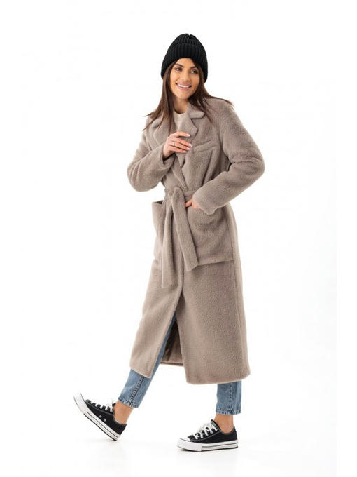 Утепленное пальто однотонное капучино